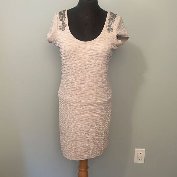 Free People Bringing Sexy Back Women's Cream Beaded Open Back Dress - Picture 1 of 9